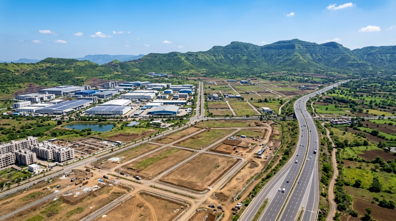 Talegaon North-West Growth Hub Panoramic Aerial View